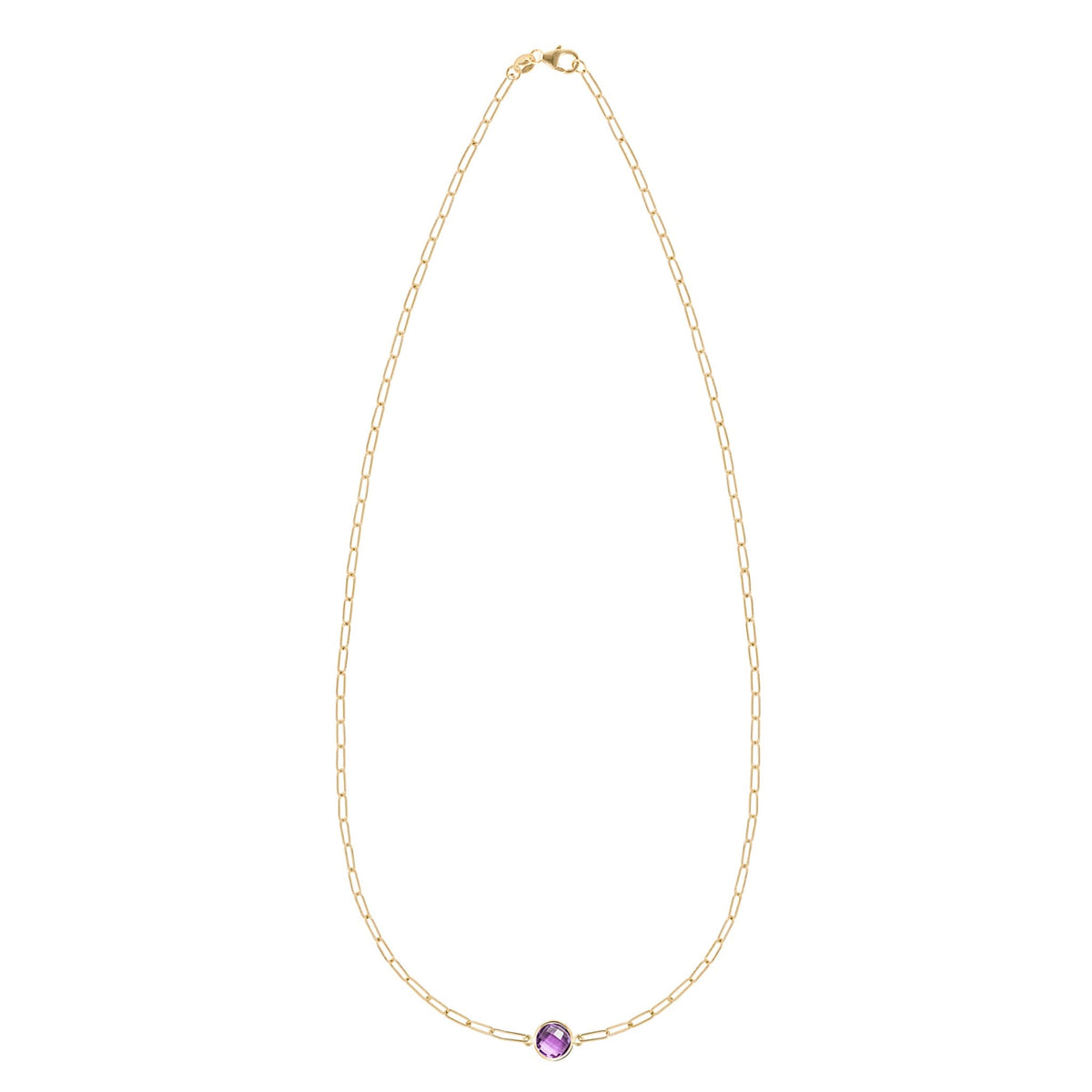 Grand 1 Amethyst Adelaide Mini Necklace in 14k Gold (February)