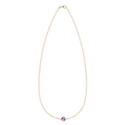 Grand 1 Amethyst Adelaide Mini Necklace in 14k Gold (February)