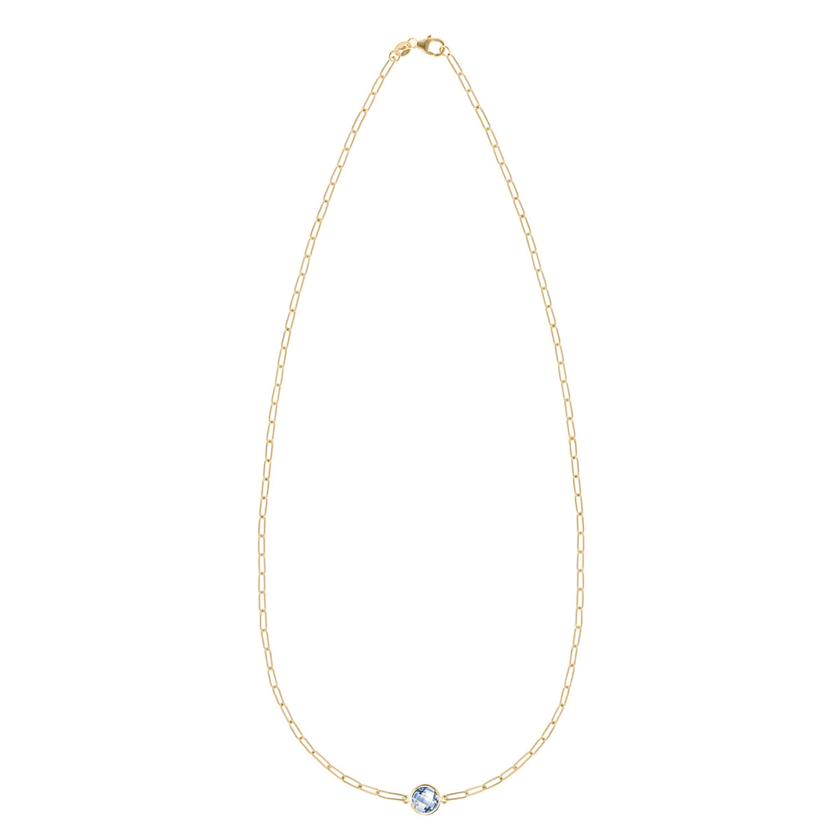 Grand 1 Aquamarine Adelaide Mini Necklace in 14k Gold (March)