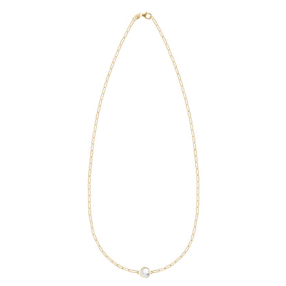 Grand 1 White Topaz Adelaide Mini Necklace in 14k Gold (April)