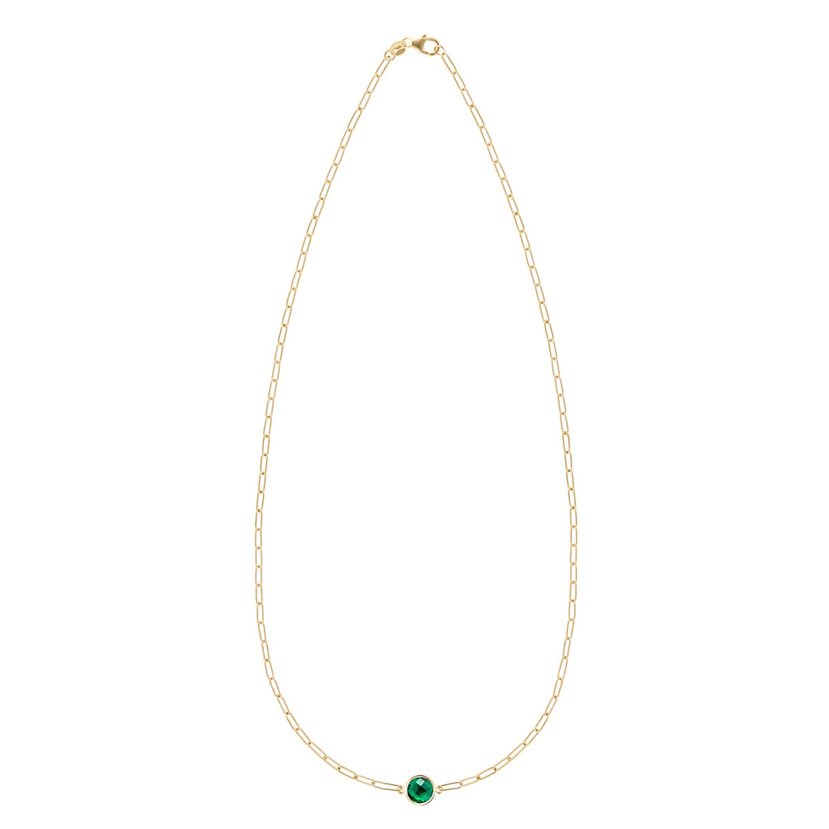 Grand 1 Emerald Adelaide Mini Necklace in 14k Gold (May)