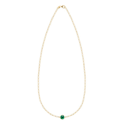 Grand 1 Emerald Adelaide Mini Necklace in 14k Gold (May)