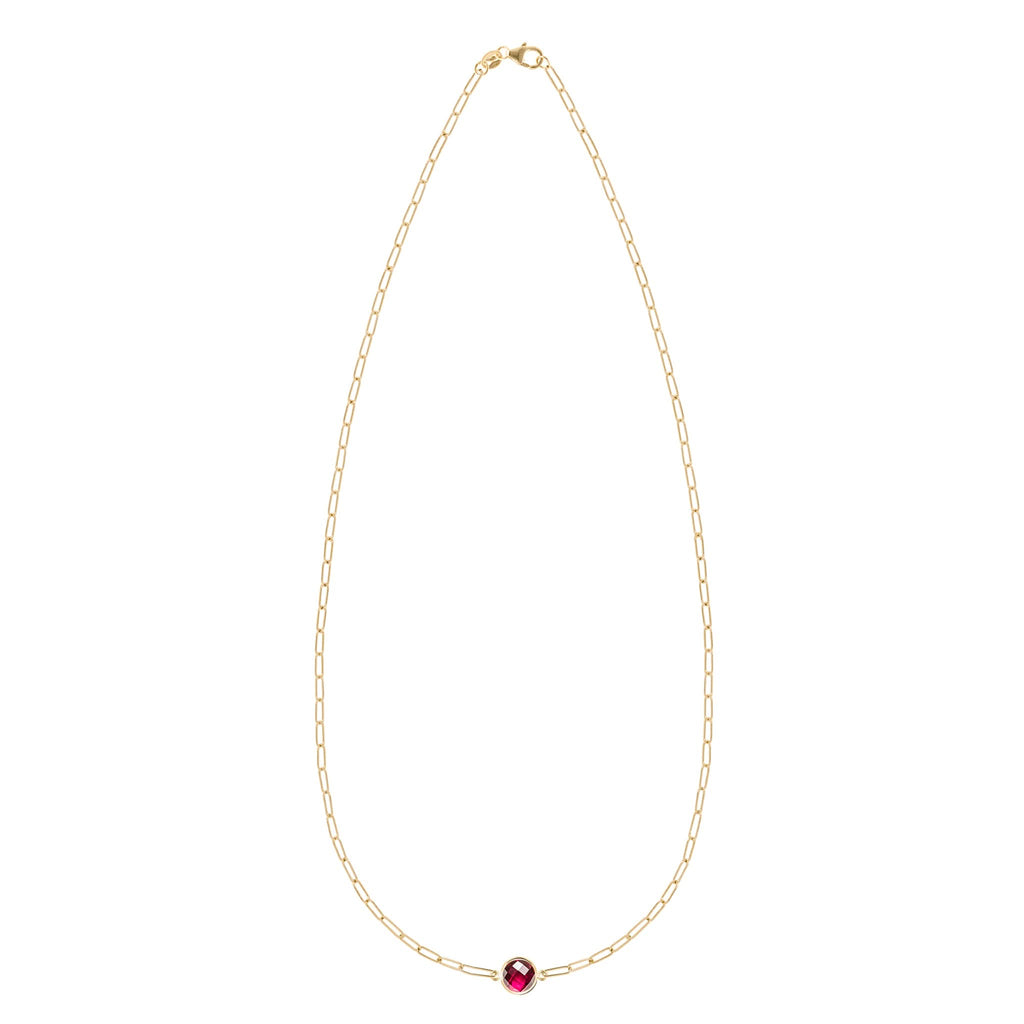 Grand 1 Ruby Adelaide Mini Necklace in 14k Gold (July)