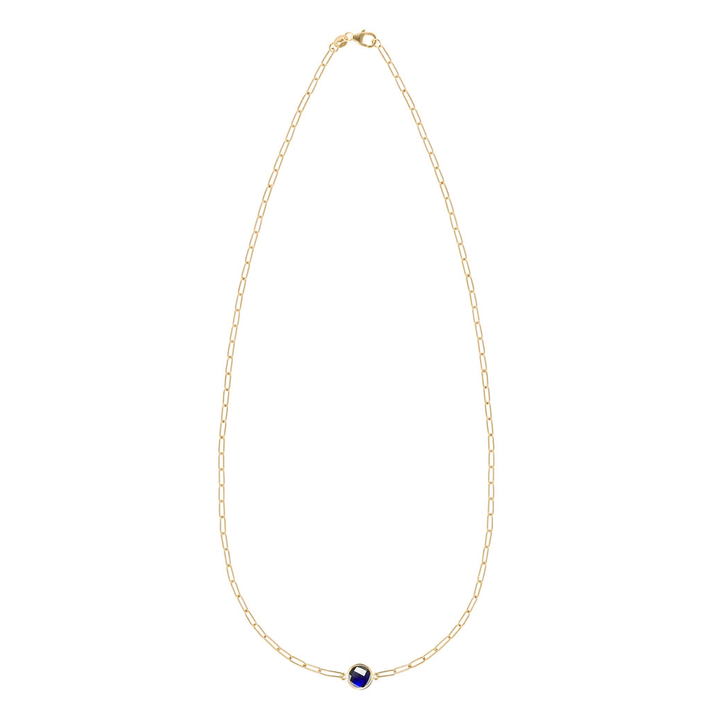 Grand 1 Sapphire Adelaide Mini Necklace in 14k Gold (September)