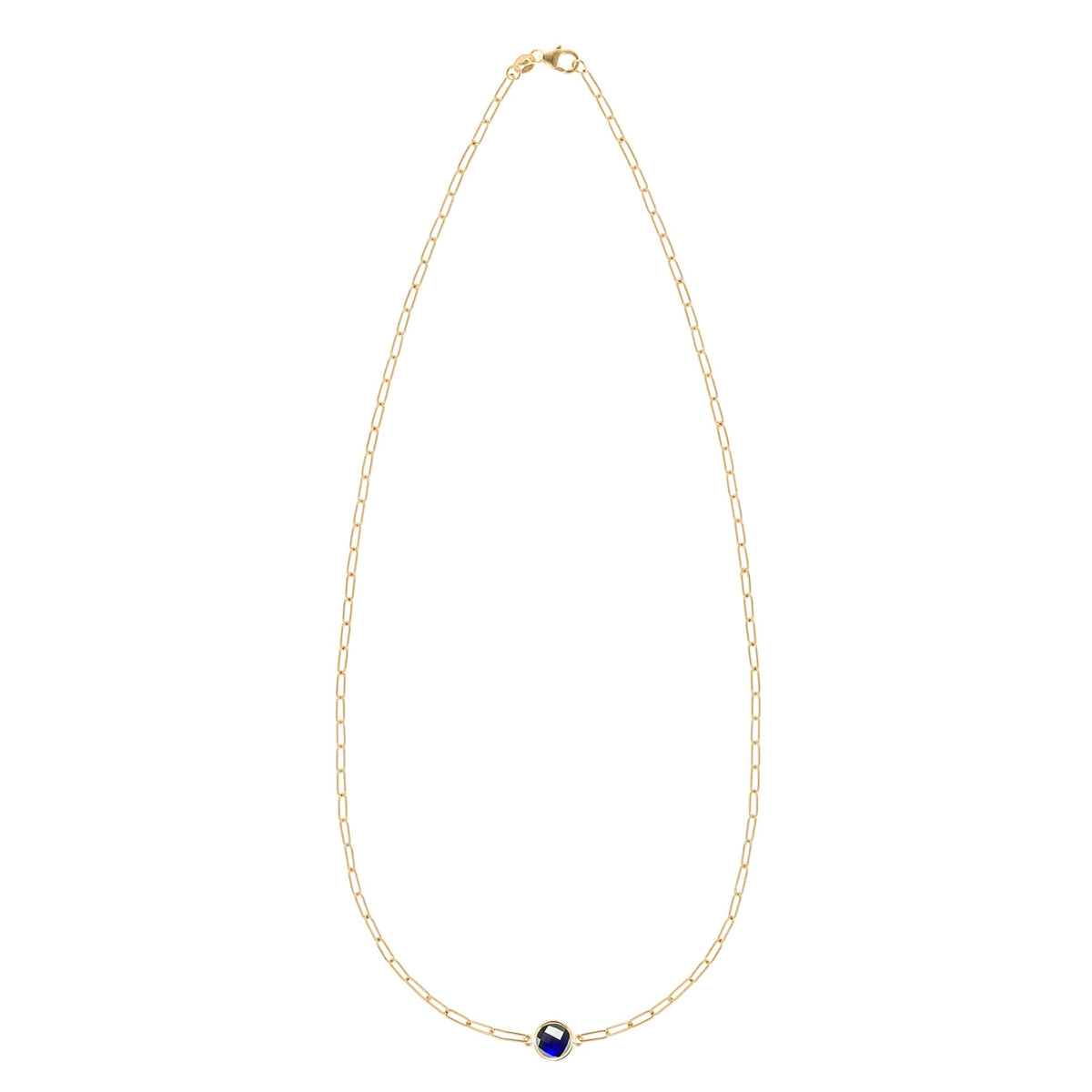 Grand 1 Sapphire Adelaide Mini Necklace in 14k Gold (September)