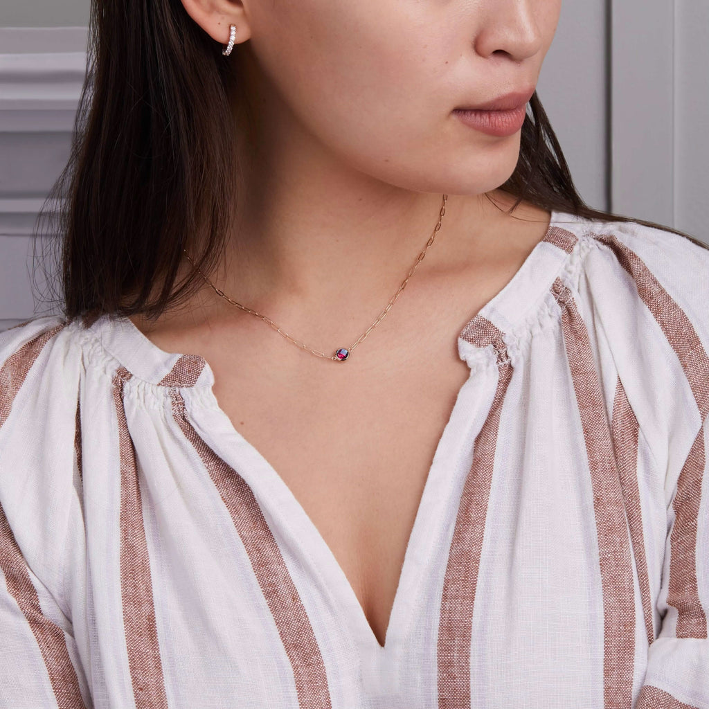 Grand 1 Ruby Adelaide Mini Necklace in 14k Gold (July)