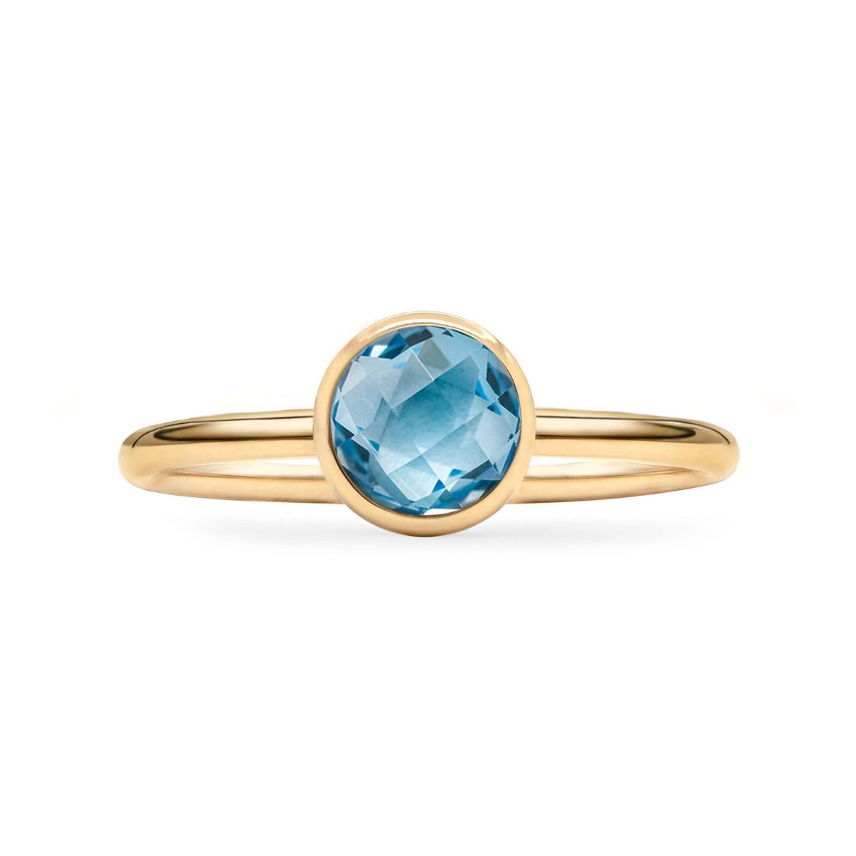 Grand Nantucket Blue Topaz Ring in 14k Gold (December)