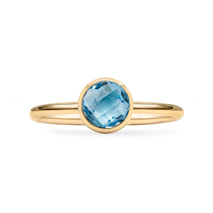 Grand Nantucket Blue Topaz Ring in 14k Gold (December)