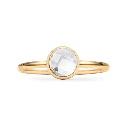 Grand White Topaz Ring in 14k Gold (April)