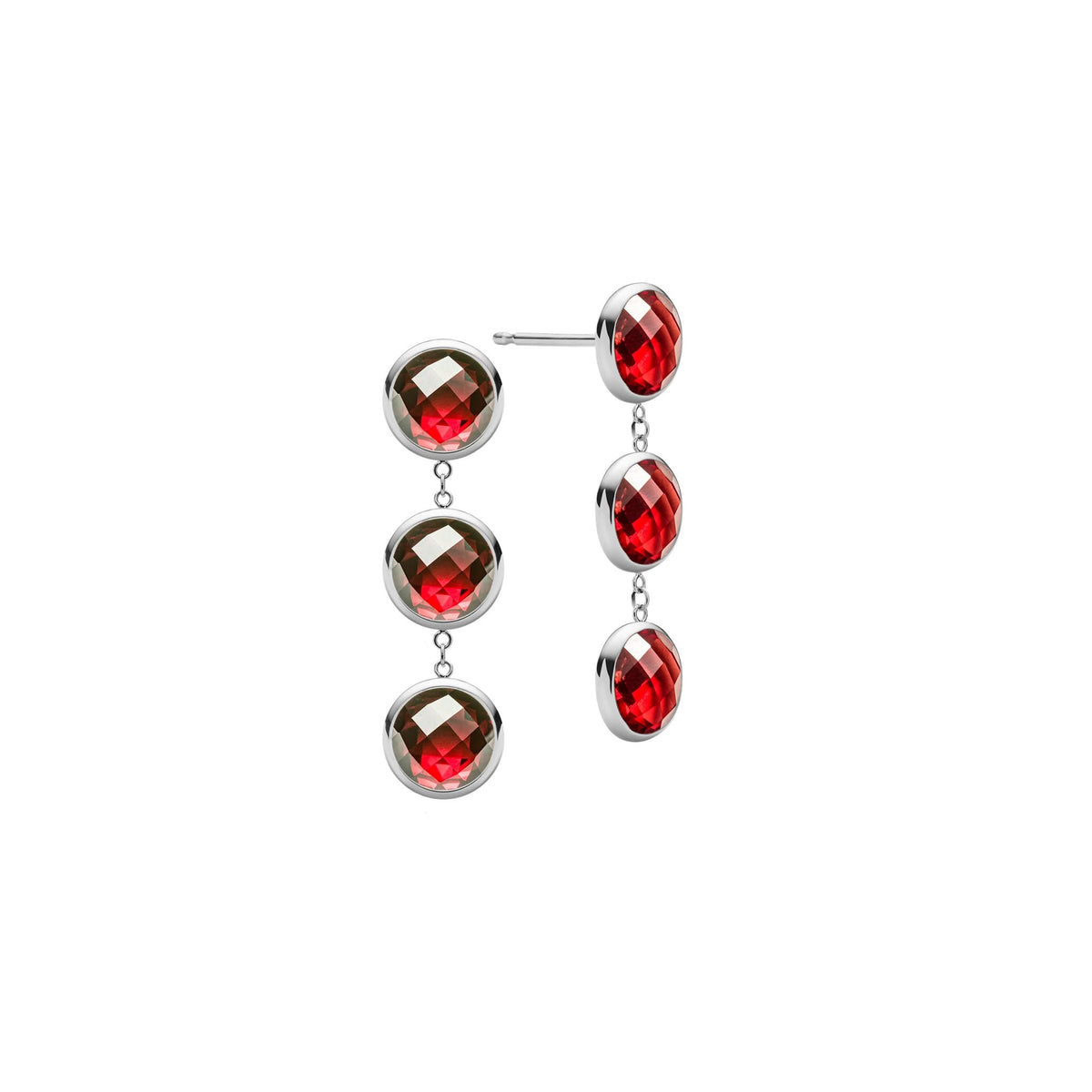 Newport Grand 3 Garnet Earrings in 14k Gold (January)