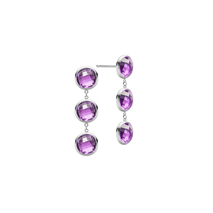 Newport Grand 3 Amethyst Earrings in 14k Gold (February)