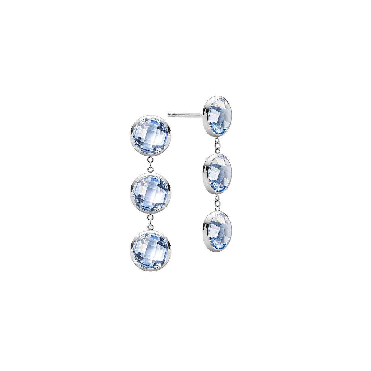 Newport Grand 3 Aquamarine Earrings in 14k Gold (March)