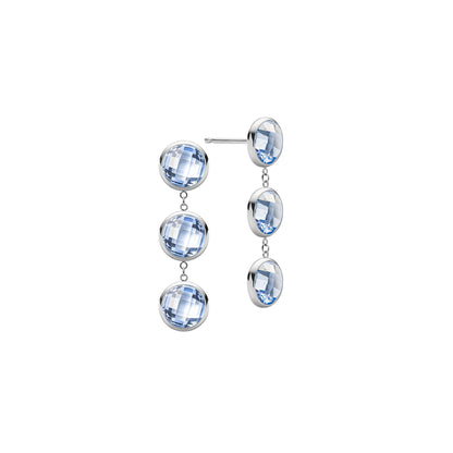 Newport Grand 3 Aquamarine Earrings in 14k Gold (March)