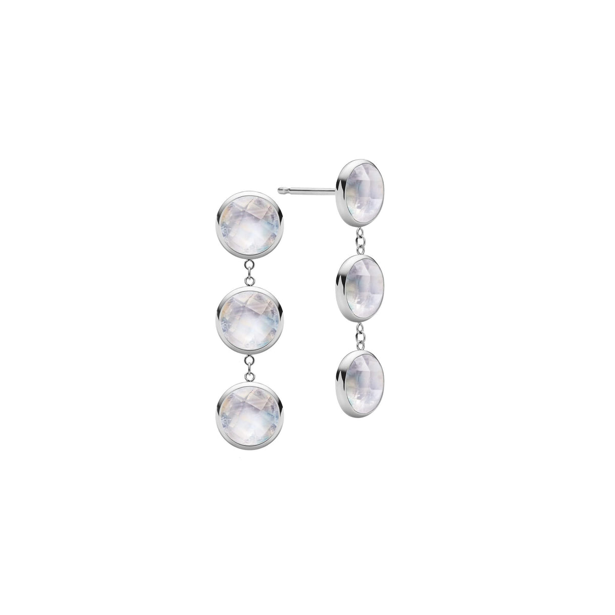 Newport Grand 3 Moonstone Earrings in 14k Gold (June)
