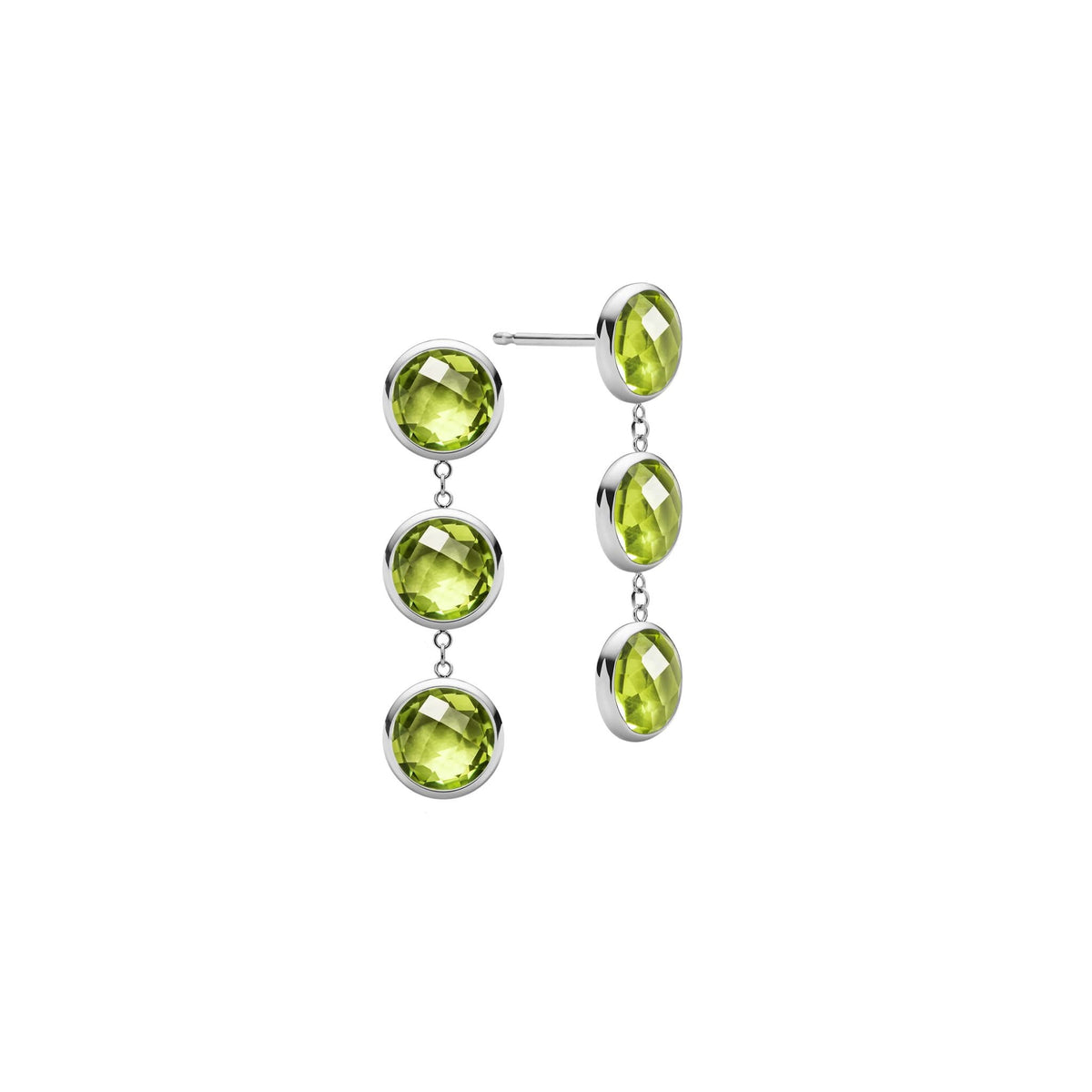 Newport Grand 3 Peridot Earrings in 14k Gold (August)