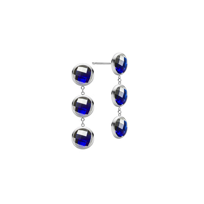 Newport Grand 3 Sapphire Earrings in 14k Gold (September)