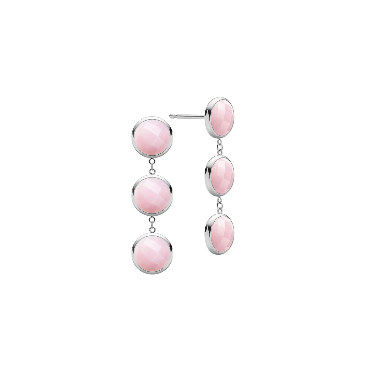 Newport Grand 3 Pink Opal Earrings in 14k Gold (October)