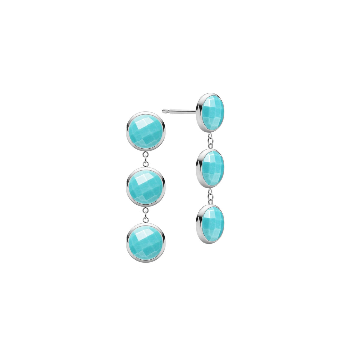 Newport Grand 3 Turquoise Earrings in 14k Gold (December)
