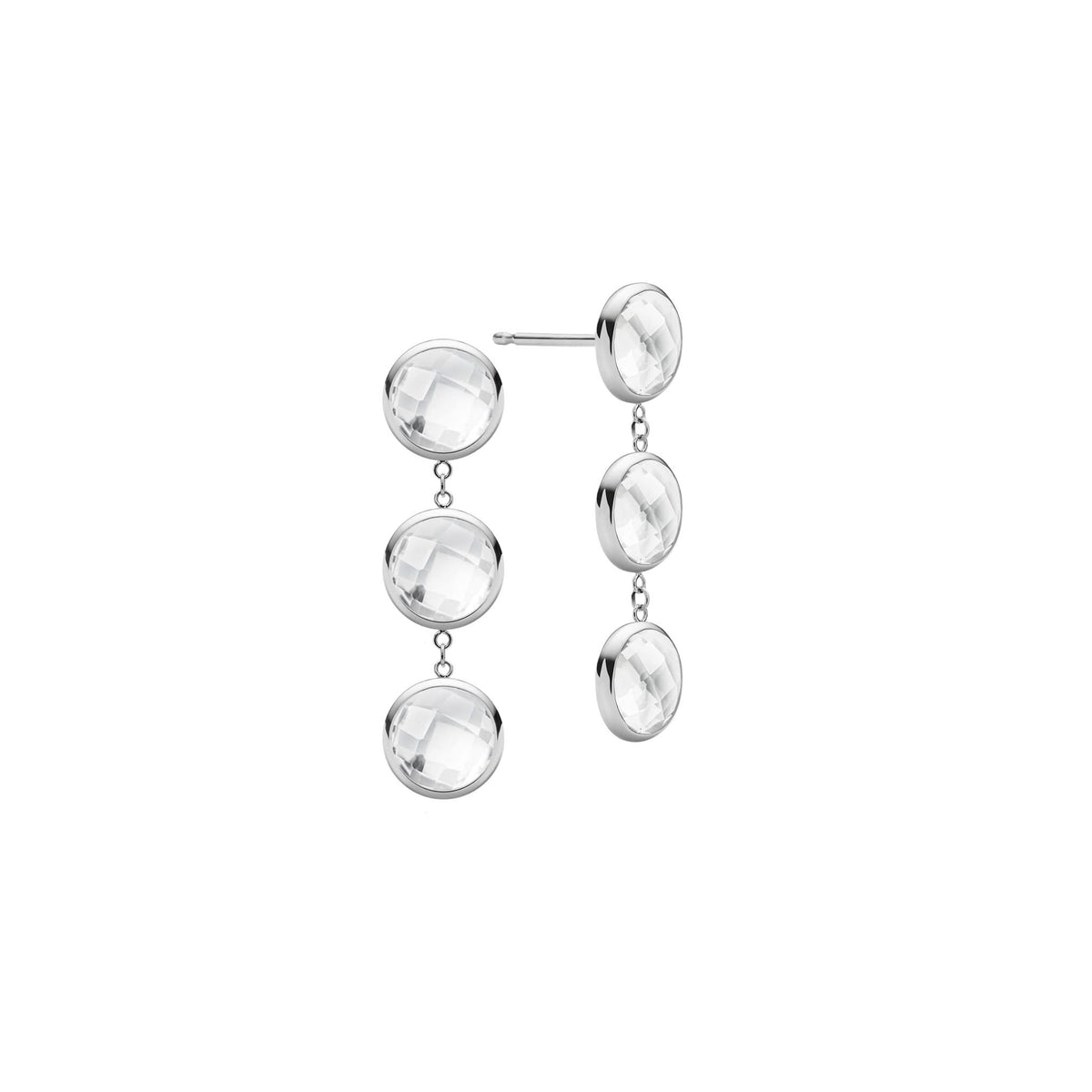 Grand 3 Birthstone Earrings in 14k Gold