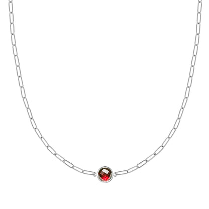 Grand 1 Garnet Adelaide Mini Necklace in 14k Gold (January)