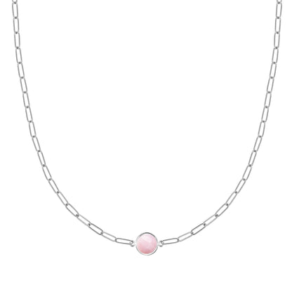 Grand 1 Pink Opal Adelaide Mini Necklace in 14k Gold (October)