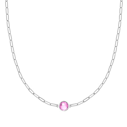 Grand 1 Pink Sapphire Adelaide Mini Necklace in 14k Gold (October)