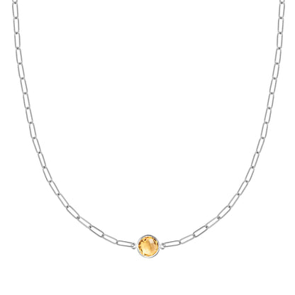 Grand 1 Citrine Adelaide Mini Necklace in 14k Gold (November)