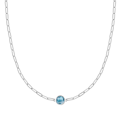 Grand 1 Nantucket Blue Topaz Adelaide Mini Necklace in 14k Gold (December)