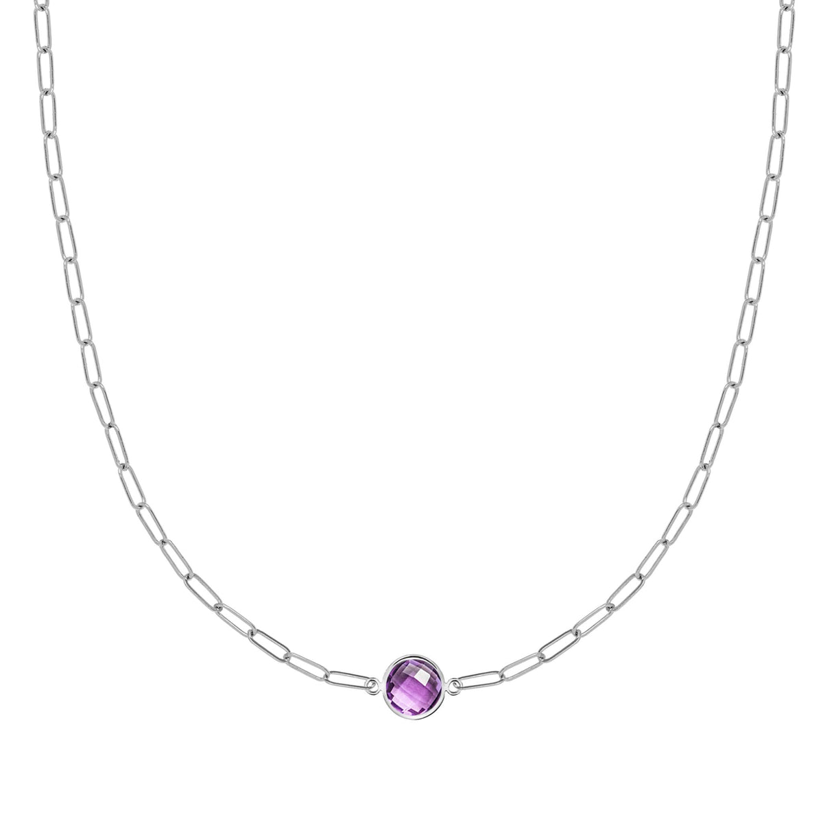 Grand 1 Amethyst Adelaide Mini Necklace in 14k Gold (February)