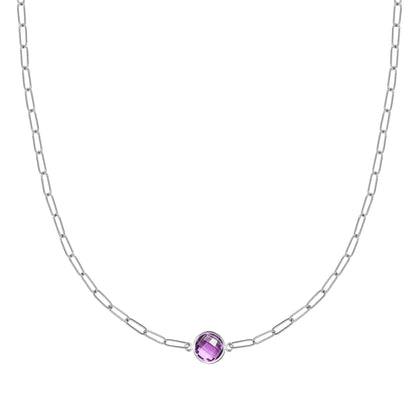 Grand 1 Amethyst Adelaide Mini Necklace in 14k Gold (February)