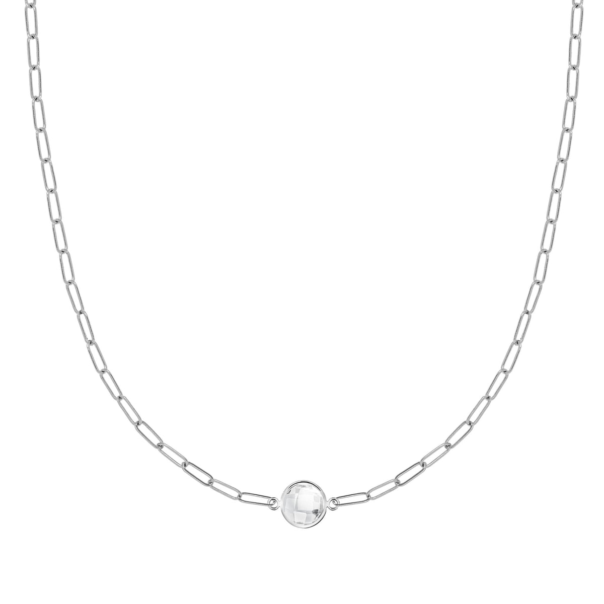 Grand 1 White Topaz Adelaide Mini Necklace in 14k Gold (April)