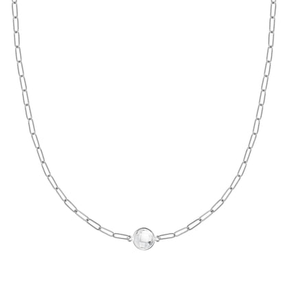 Grand 1 White Topaz Adelaide Mini Necklace in 14k Gold (April)