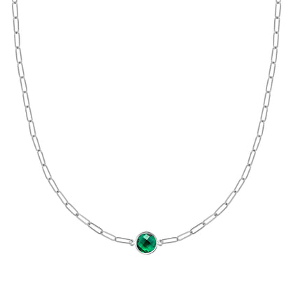 Grand 1 Emerald Adelaide Mini Necklace in 14k Gold (May)