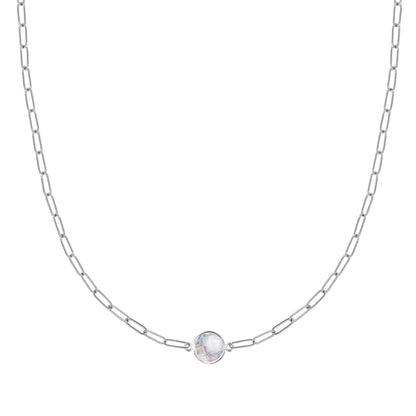Grand 1 Moonstone Adelaide Mini Necklace in 14k Gold (June)