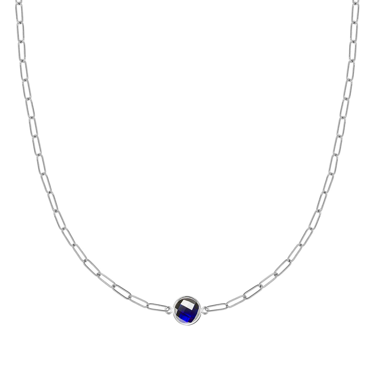 Grand 1 Sapphire Adelaide Mini Necklace in 14k Gold (September)