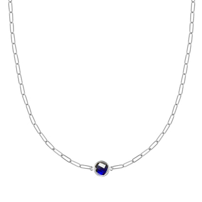 Grand 1 Sapphire Adelaide Mini Necklace in 14k Gold (September)