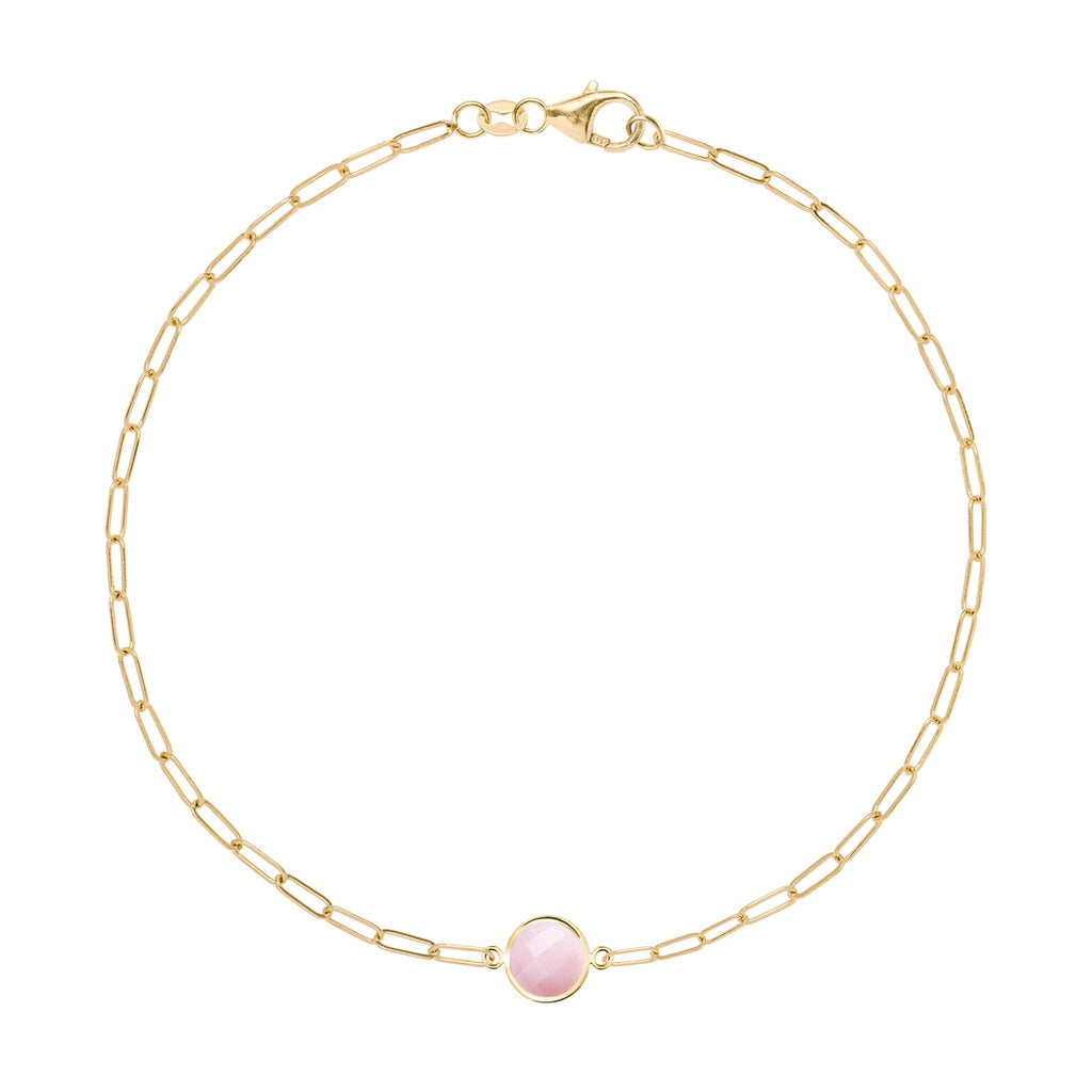 Grand 1 Pink Opal Adelaide Mini Bracelet in 14k Gold (October)