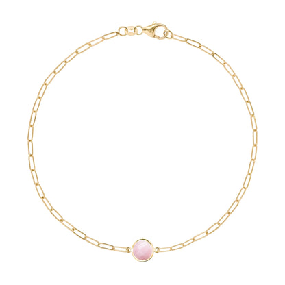Grand 1 Pink Opal Adelaide Mini Bracelet in 14k Gold (October)