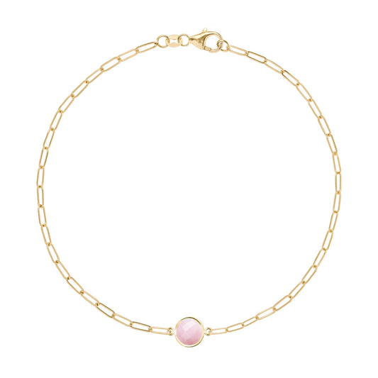 Grand 1 Pink Opal Adelaide Mini Bracelet in 14k Gold (October)