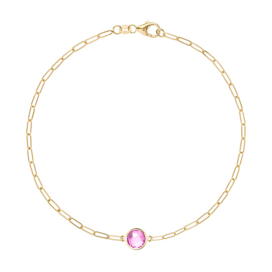 Grand 1 Pink Sapphire Adelaide Mini Bracelet in 14k Gold (October)