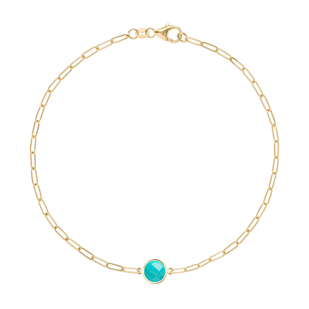 Grand 1 Turquoise Adelaide Mini Bracelet in 14k Gold (December)