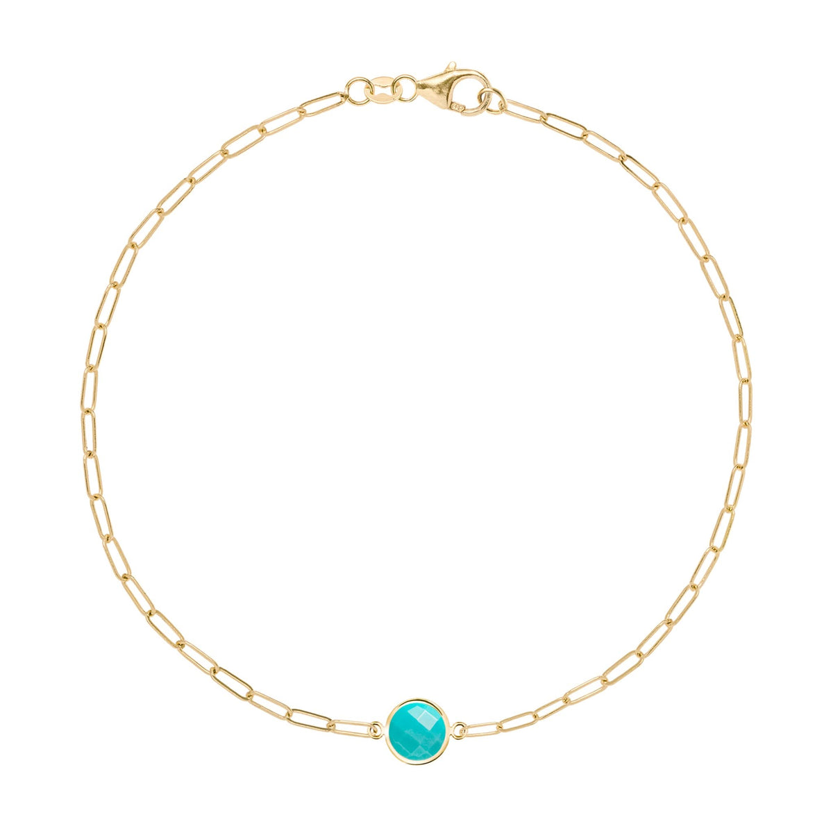 Grand 1 Turquoise Adelaide Mini Bracelet in 14k Gold (December)