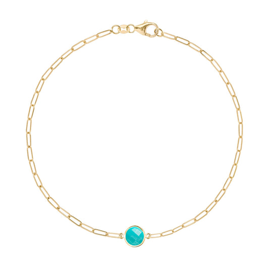 Grand 1 Turquoise Adelaide Mini Bracelet in 14k Gold (December)