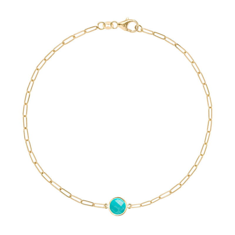 Grand 1 Turquoise Adelaide Mini Bracelet in 14k Gold (December)