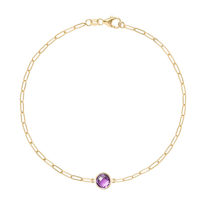 Grand 1 Amethyst Adelaide Mini Bracelet in 14k Gold (February)