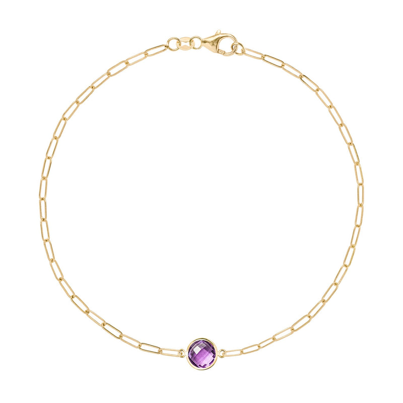 Grand 1 Amethyst Adelaide Mini Bracelet in 14k Gold (February)