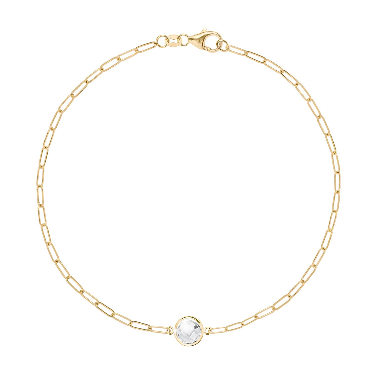Grand 1 White Topaz Adelaide Mini Bracelet in 14k Gold (April)