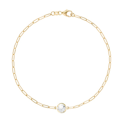 Grand 1 White Topaz Adelaide Mini Bracelet in 14k Gold (April)