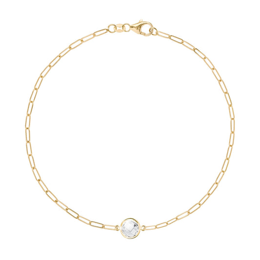 Grand 1 White Topaz Adelaide Mini Bracelet in 14k Gold (April)
