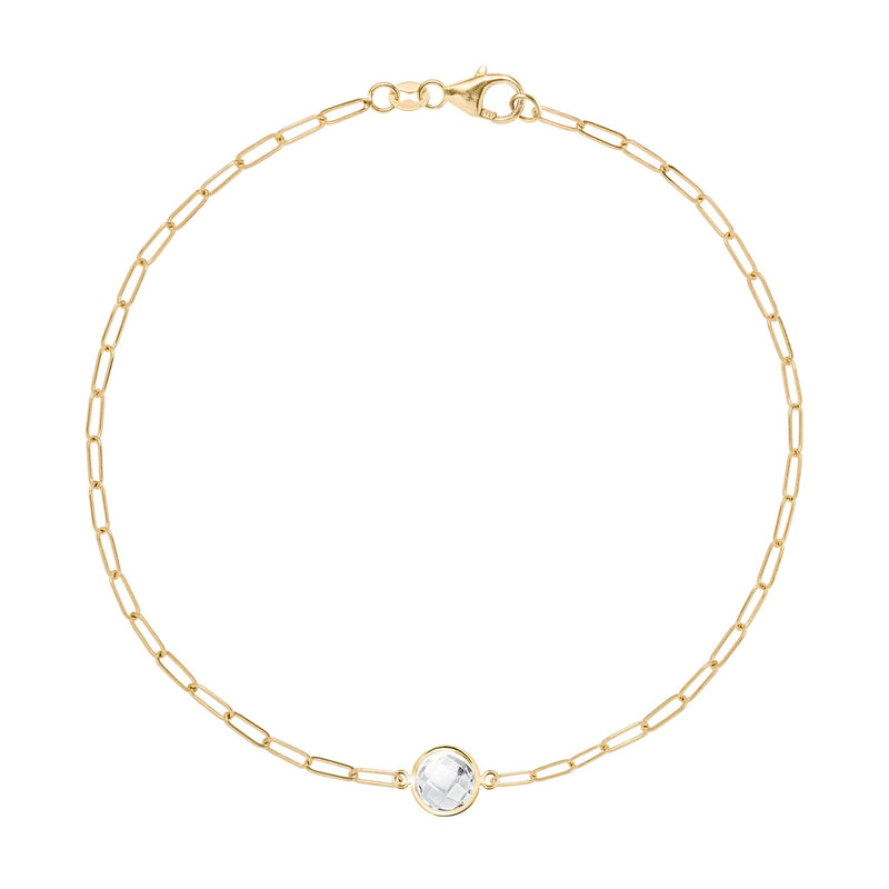 Grand 1 White Topaz Adelaide Mini Bracelet in 14k Gold (April)